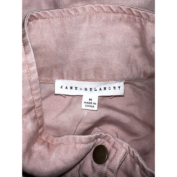 Jane + Delancey Jacket Women's Size M Pink Mock Neck Utility Lyocell Relaxed LS - Picture 6 of 6